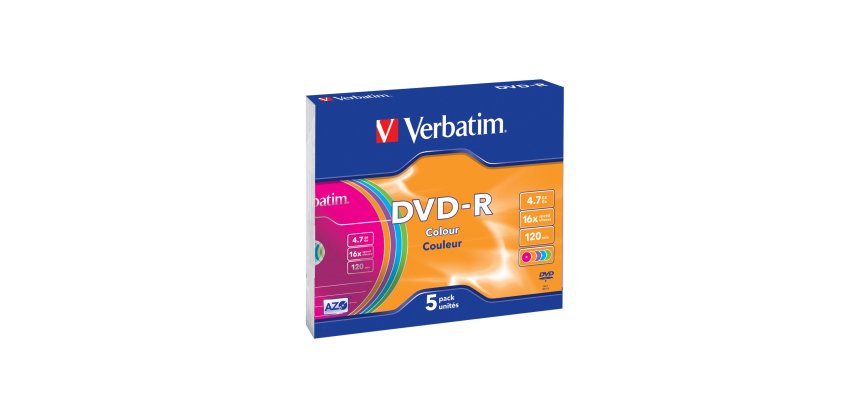 Verbatim - Scatola 5 DVD-R - slim Case - serigrafato colorato - 43557 - 4,7GB