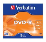 Verbatim - Scatola 5 DVD-R - Jewel case - serigrafato - 43519 - 4,7GB