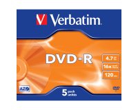 Verbatim - Scatola 5 DVD-R - Jewel case - serigrafato - 43519 - 4,7GB