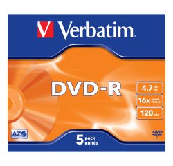 Verbatim - Scatola 5 DVD-R - Jewel case - serigrafato - 43519 - 4,7GB