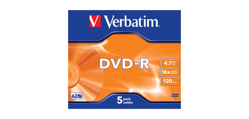 Verbatim - Scatola 5 DVD-R - Jewel case - serigrafato - 43519 - 4,7GB