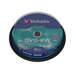 Verbatim - Scatola 10 DVD-RW - serigrafato - 43552 - 4,7GB