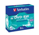 Verbatim - Scatola 5 DVD-RW - Jewel Case - serigrafato - 43285 - 4,7GB