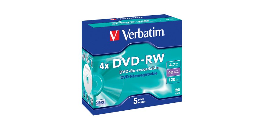 Verbatim - Scatola 5 DVD-RW - Jewel Case - serigrafato - 43285 - 4,7GB