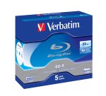 Verbatim - Scatola 5 DVD Blu Ray BD-R SL - Jewel Case - Bianco/Blu - 43715 - 25GB