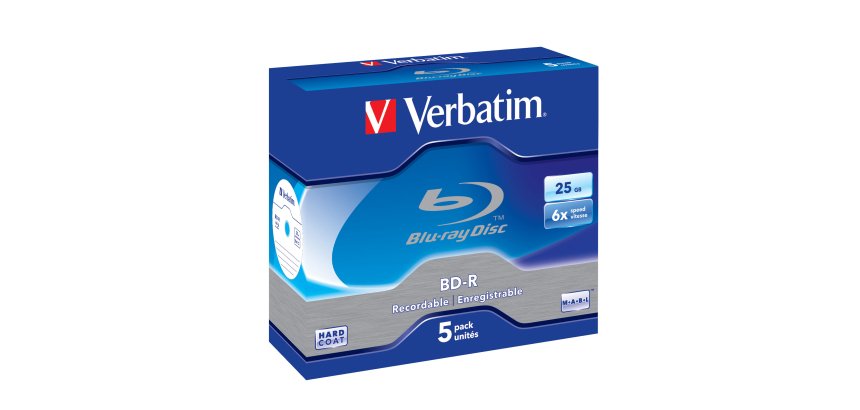 Verbatim - Scatola 5 DVD Blu Ray BD-R SL - Jewel Case - Bianco/Blu - 43715 - 25GB