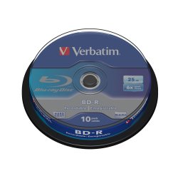 Verbatim - Scatola 10 DVD Blu Ray BD-R SL - Jewel Case - Bianco/Blu - 43742 - 25GB