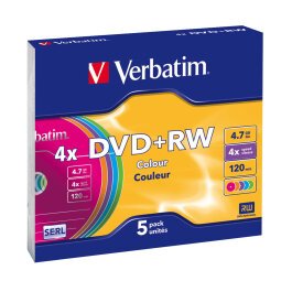 Verbatim Colours - DVD+RW x 5 - 4.7 GB - storage media