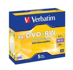 Verbatim - Scatola 5 DVD+RW - Jewel Case - serigrafato - 43229 - 4,7GB