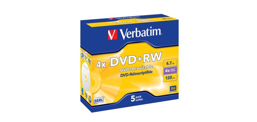 Verbatim - Scatola 5 DVD+RW - Jewel Case - serigrafato - 43229 - 4,7GB