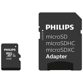 Philips - Micro SDXC Card - 64 GB - Class 10 - adattatore incluso