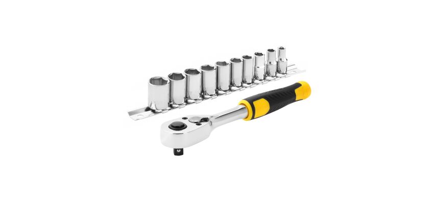 Cliquet 72 dents - 1l4po + 10 douilles - 11 pièces