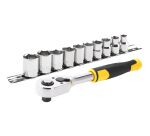 Cliquet 72 dents - 3/8" + 10 douilles - 11 pièces