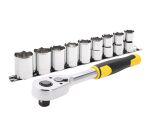 Cliquet 72 dents - 1l2po+ 9 douilles - 10 pièces