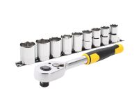 Cliquet 72 dents - 1l2po+ 9 douilles - 10 pièces