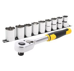 Cliquet 72 dents - 1l2po+ 9 douilles - 10 pièces
