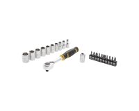 Cliquet 120 dents 1/4 STANLEY® FATMAX® + 10 douilles + 10 embouts + porte-embout - 22 pièces