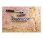 Cliquet 120 dents 1/4 STANLEY® FATMAX® + 10 douilles + 10 embouts + porte-embout - 22 pièces