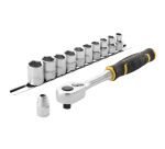 Cliquet 120 dents 3/8 STANLEY® FATMAX® + 10 douilles + 10 embouts + porte-embout - 22 pièces