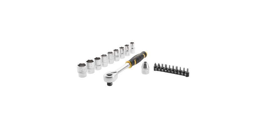 Cliquet 120 dents 1/2 STANLEY® FATMAX® + 9 douilles + 10 embouts + porte-embout - 21 pièces