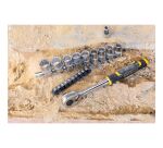 Cliquet 120 dents 1/2 STANLEY® FATMAX® + 9 douilles + 10 embouts + porte-embout - 21 pièces
