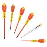 Tournevis isolés 1000 V d'électricien + Pozidriv + testeur - 6 pièces - Fatmax