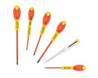 Tournevis isolés 1000 V d'électricien + Pozidriv + testeur - 6 pièces - Fatmax