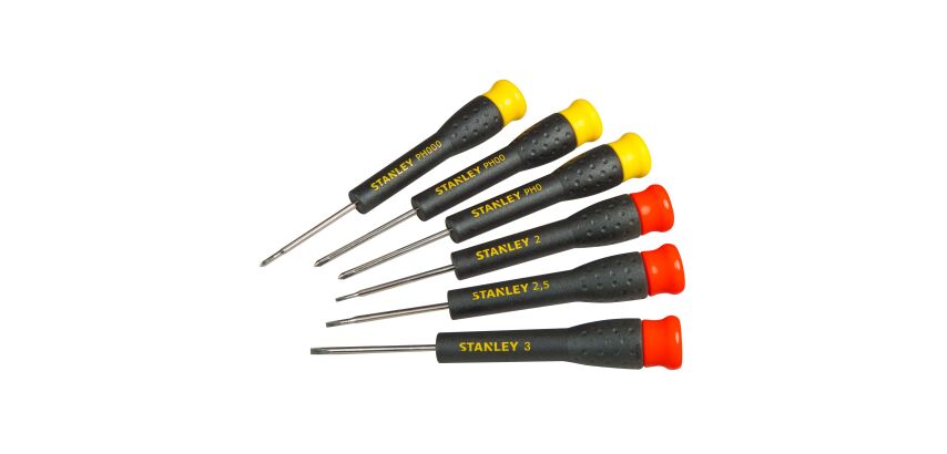 Micro-tournevis 3 fentes + 3 Phillips - jeu de 6 pièces
