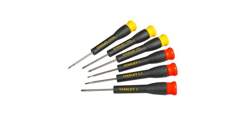 Micro-tournevis 3 fentes + 3 Phillips - jeu de 6 pièces