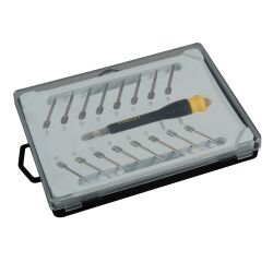 Micro-tournevis multilames fente + Phillips + hexagonal + Torx - 16 pièces