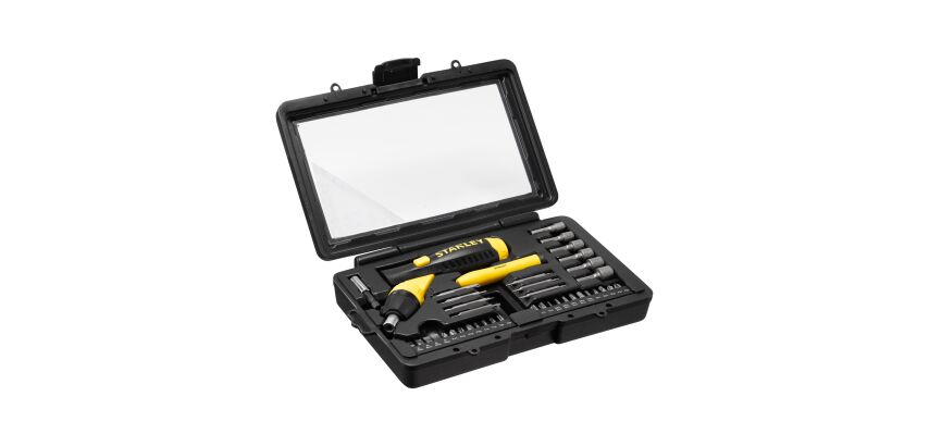 Tournevis porte-embouts à cliquet poignée revolver - coffret 40 pièces