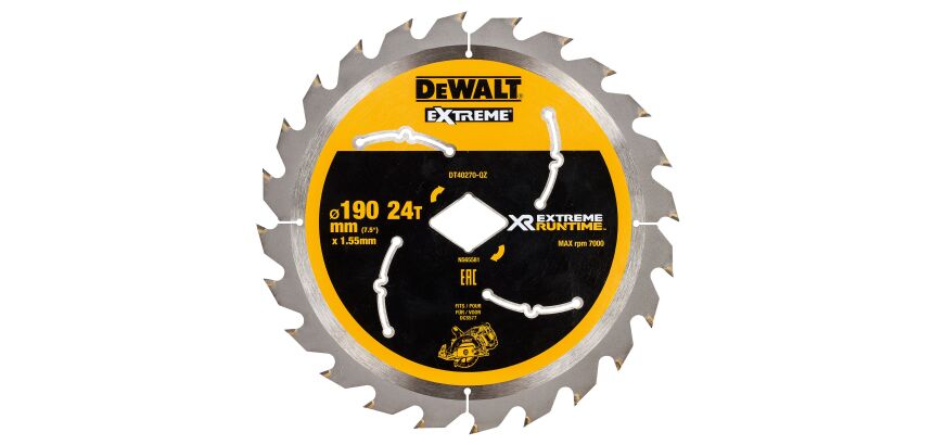 Lame scie circ XR 190mm, alésage diamant pr DCS577, 24 dts