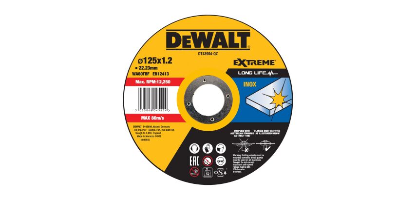 Disque à tronçonner inox 125x22,2mm, épai. 1.2mm, moyeu plat