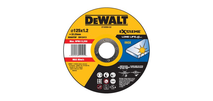 Disque à tronçonner inox 125 x 22,2 mm, épai. 1,2 mm, moyeu plat