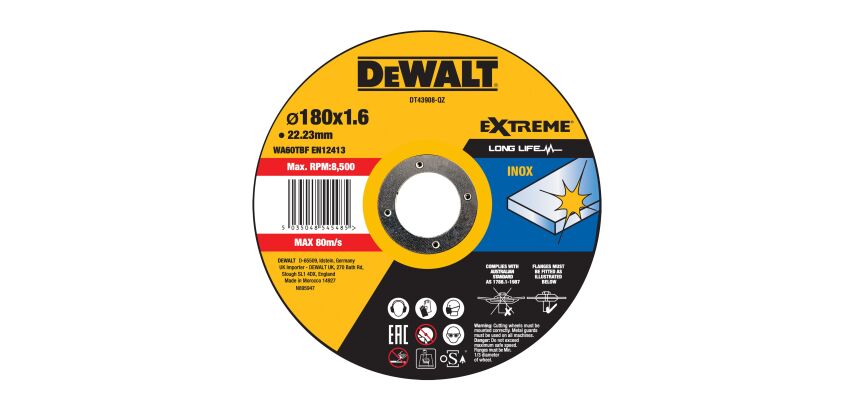 Disque à tronçonner l'inox 180 x 22,2 mm, épaisseur 1.6 mm, moyeu plat