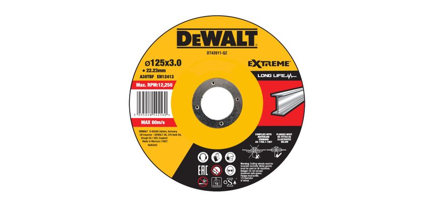 Disque à tronçon. métal 125 x 22,2 mm, ép. 2,8 mm, moyeu déporté