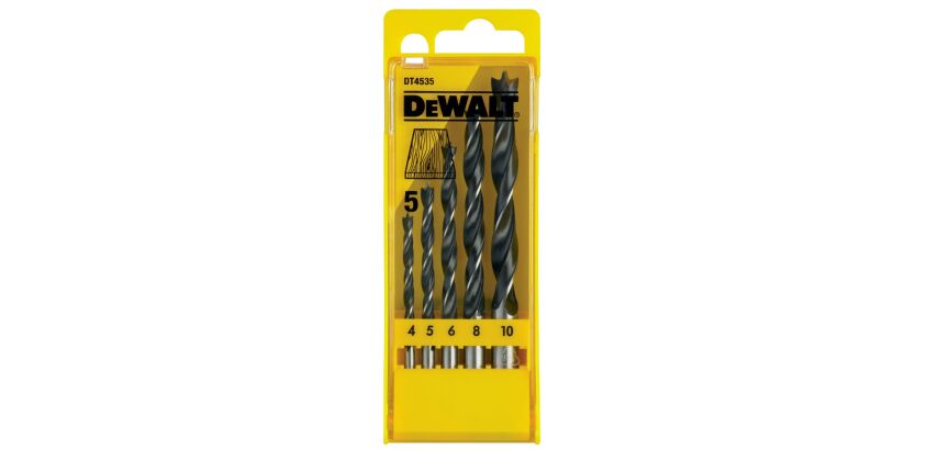 Coffret de 5 mèches à bois 3 Pointes diamètres : 4,5,6,8,10mm