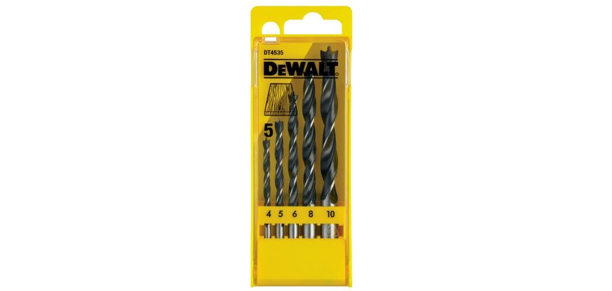 Coffret de 5 mèches à bois 3 Pointes diamètres : 4,5,6,8,10mm