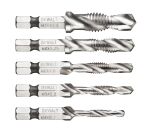 5 Forets à tarauder 156mm emmanchement hex M4,M5,M6,M8,M10