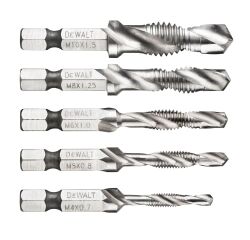 5 Forets à tarauder 156mm emmanchement hex M4,M5,M6,M8,M10