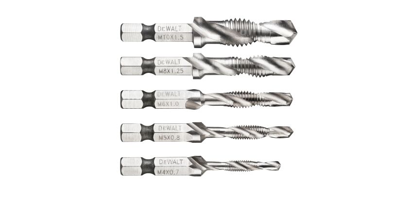5 Forets à tarauder 156mm emmanchement hex M4,M5,M6,M8,M10