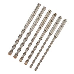 Pack de 6 forets SDS-Plus Ø : 6 mm (x2), 8 mm (x2), 10 mm (x2)