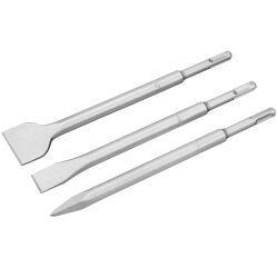 Pack de deux burins plats 250x20 mm et 250x40 mm et d'une pointe 250 mm SDS-Plus