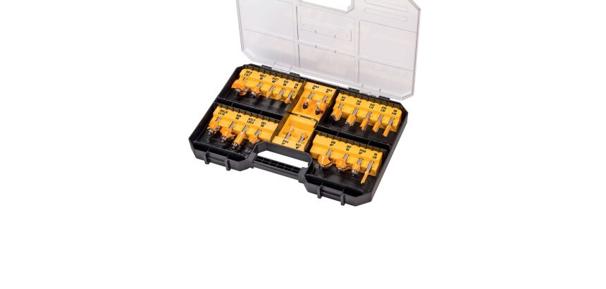Coffret de 22 fraises de défonceuse DEWALT Ø 8 mm