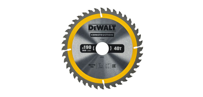 Lame scie circulaire portative Construction 190x30mm 40 dents