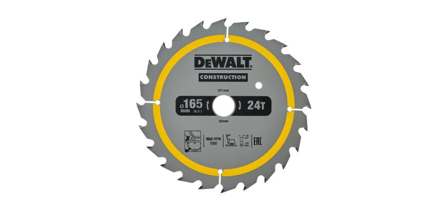 Lame de scie circulaire sans fil DEWALT Construction, 24 dents
