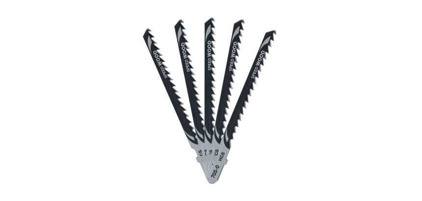 Lame de scie sauteuse bois HCS Prof. coupe <60 mm - Attache T - Lot de 5