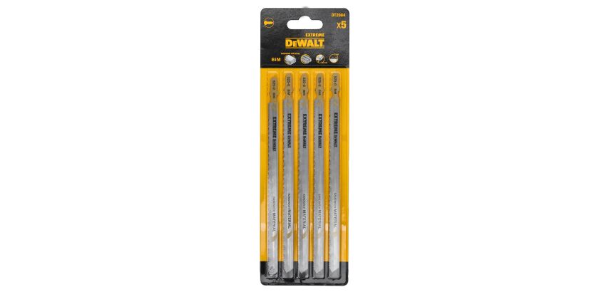 Lame BIM pour scie sauteuse DEWALT Extreme - Profondeur de coupe 120 mm - Attache en T - Lot de 5
