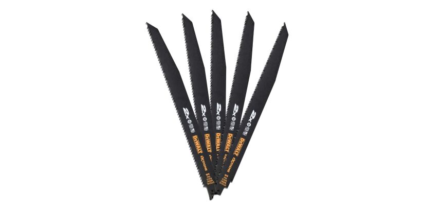 Lame de scie sabre DEWALT BiM 2X Long Life pour la coupe du bois avec clous - Lot de 5