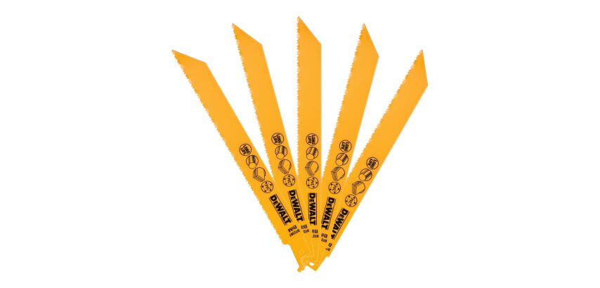 5 lames scie sabre BIM bois avec métal 203mm Profondeur <12mm